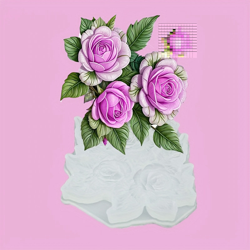 Formă de silicon 3D cu floare de trandafir pentru fondant, de calitate alimentară, pentru DIY cofetărie și decorațiuni - lumânări și ipsos