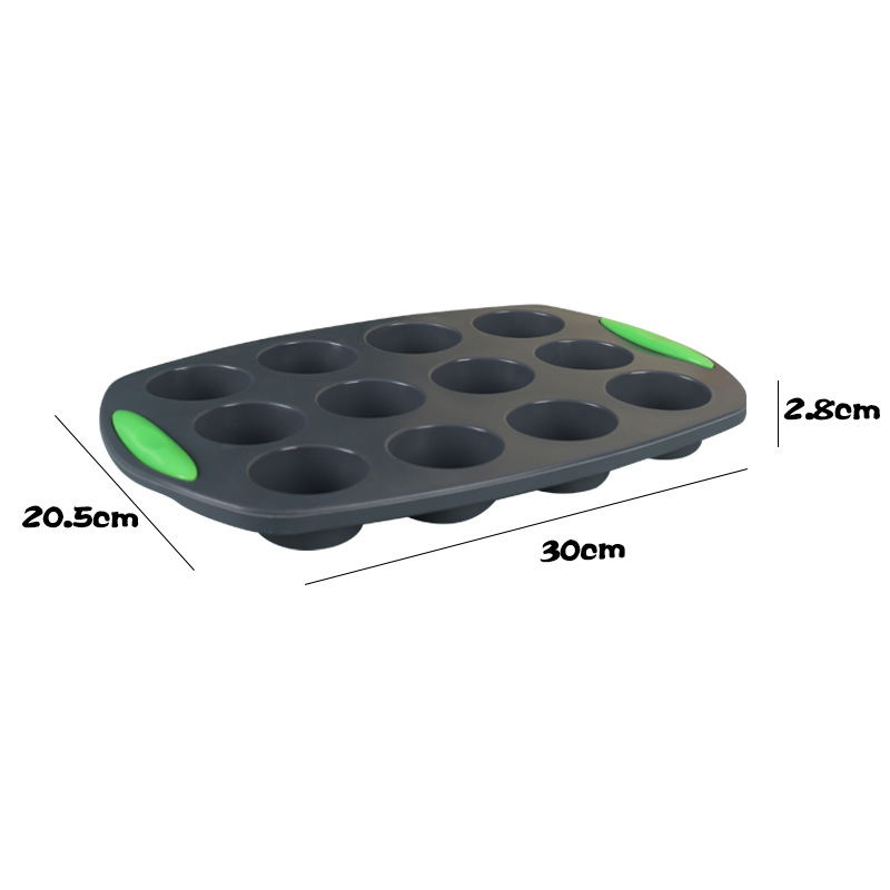 Xinlun Formă din silicon pentru 12 brioșe, pentru coacere, de calitate alimentară, formă neregulată, cuptor, dimensiuni 30×20.5×2.8 cm