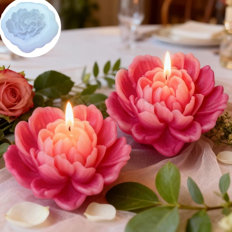 Formă din silicon în formă de floare de bujor pentru lumânări parfumate, DIY pentru prăjituri și deserturi, formă pentru budincă și săpun