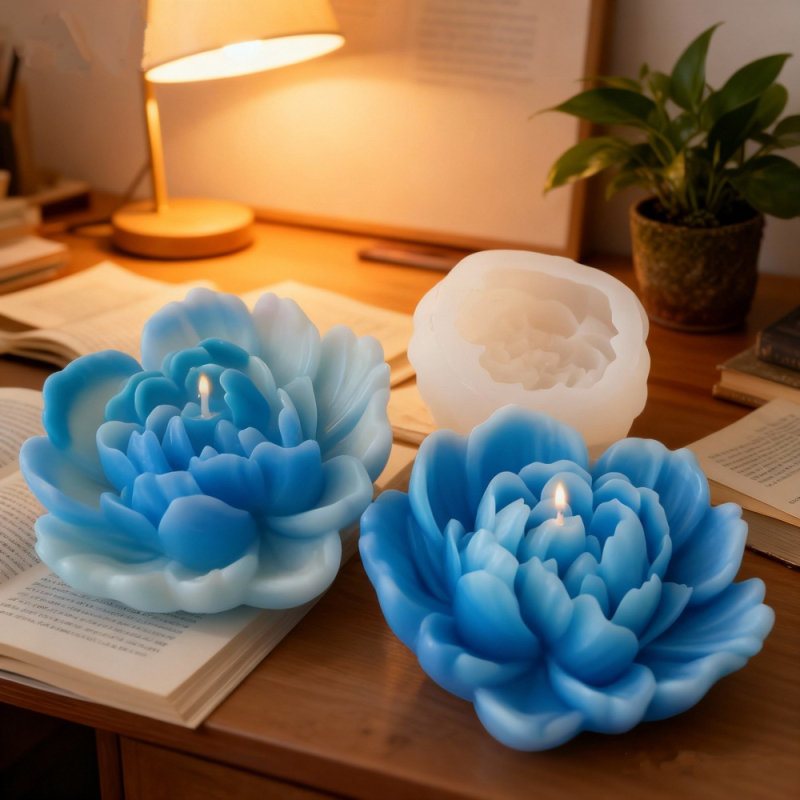 Formă din silicon în formă de floare de bujor pentru lumânări parfumate, DIY pentru prăjituri și deserturi, formă pentru budincă și săpun