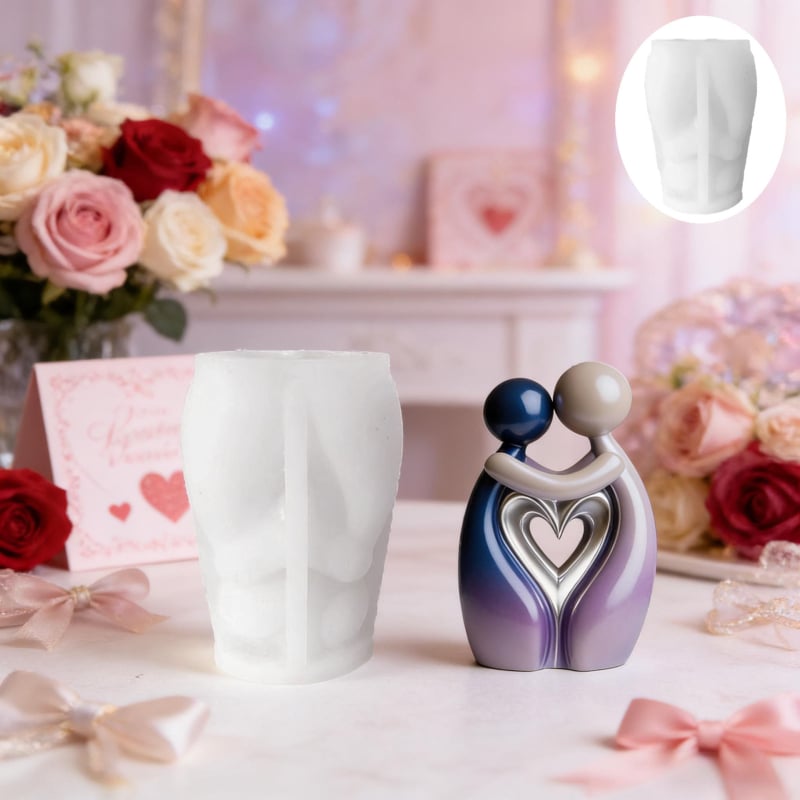 Formă din silicon pentru cuplu în îmbrățișare – șablon DIY pentru lumânări aromaterapice și obiecte din rășină