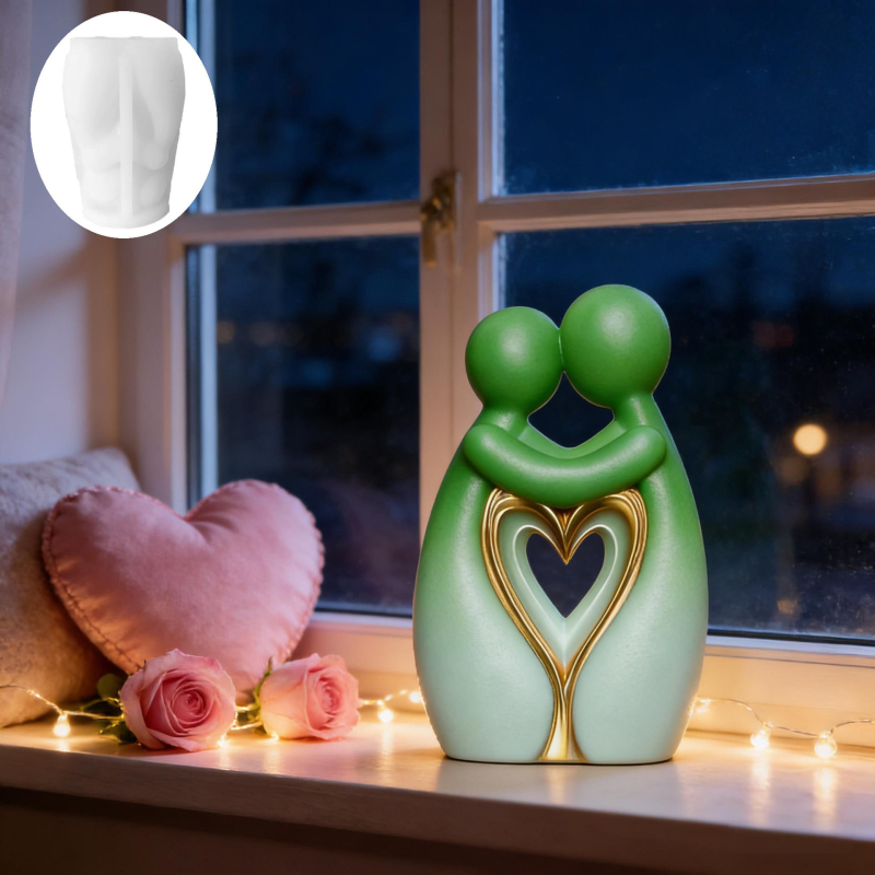 Formă din silicon pentru cuplu în îmbrățișare – șablon DIY pentru lumânări aromaterapice și obiecte din rășină