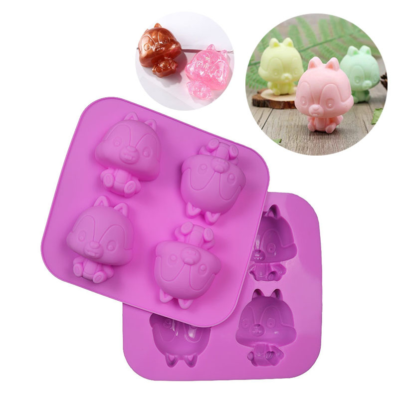 Set de forme din silicon pentru torturi, budincă, gheață și săpun handmade — forme cu veveriță și chipmunk