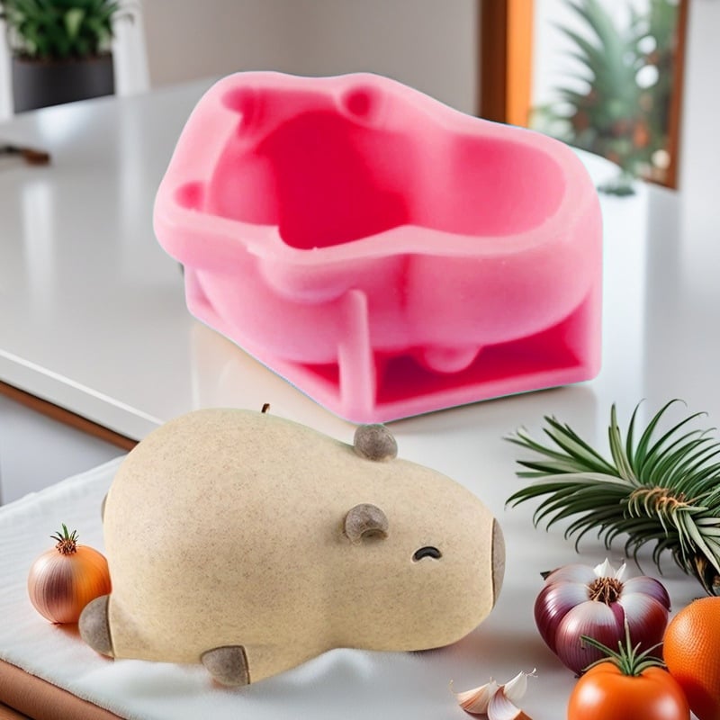 Formă din silicon pentru tort cu capibara, mousse, jeleu și budincă