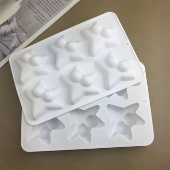 Set de 6 forme din silicon, în formă de stea de mare, pentru cofetărie, torturi, jeleu și mousse