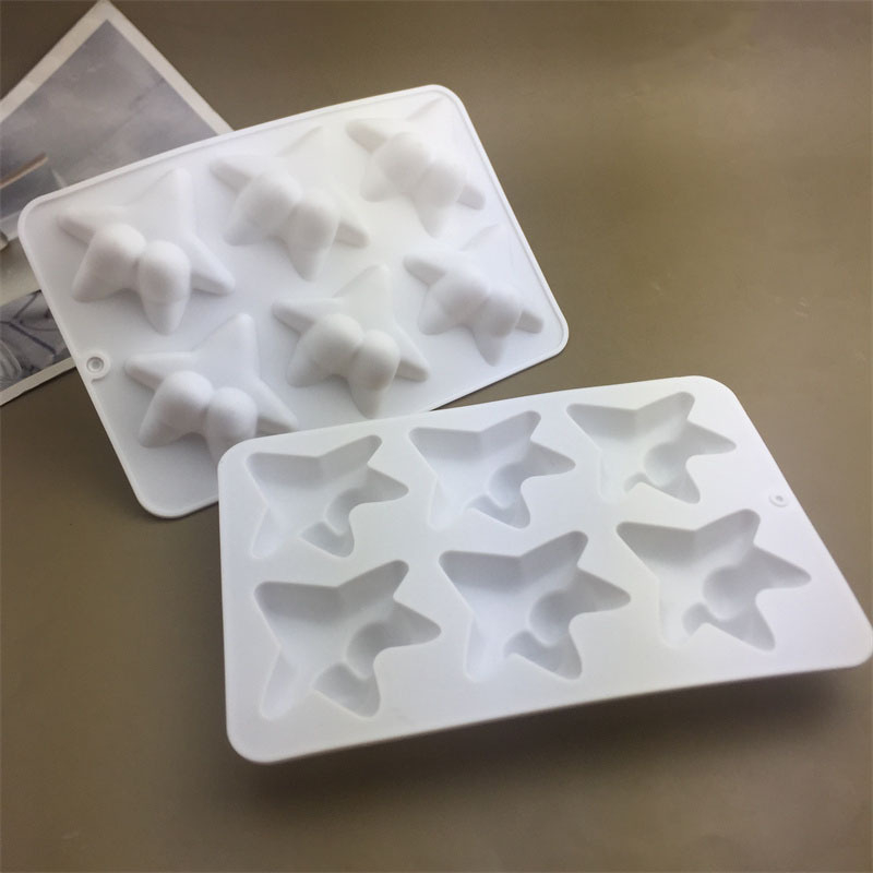 Set de 6 forme din silicon, în formă de stea de mare, pentru cofetărie, torturi, jeleu și mousse