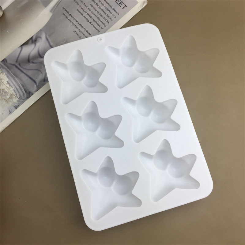 Set de 6 forme din silicon, în formă de stea de mare, pentru cofetărie, torturi, jeleu și mousse