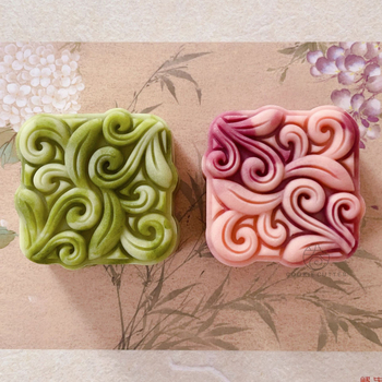 Formă Mooncake de 75 g cu motiv iarbă-viță pentru Festivalul Lunii de Toamnă, unealtă de patiserie 3D pentru patiserie cantoneză
