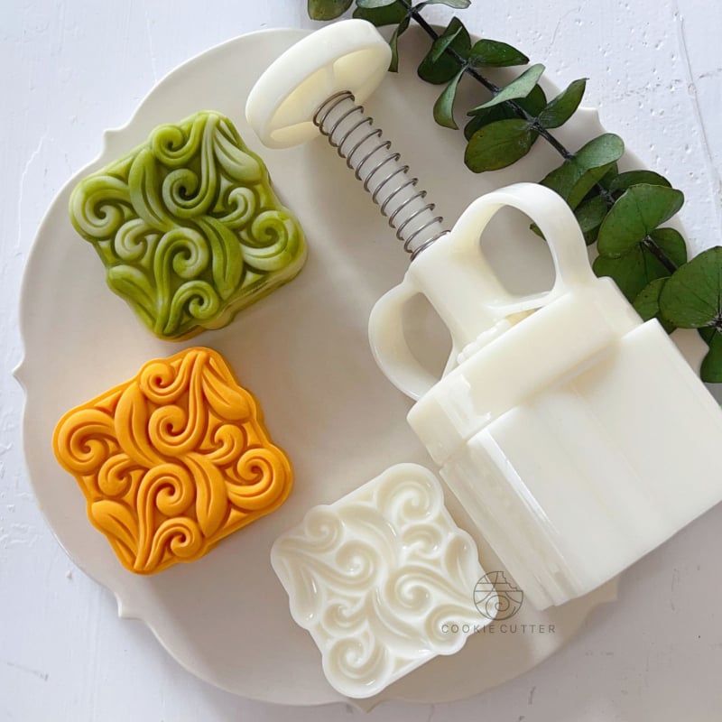 Formă Mooncake de 75 g cu motiv iarbă-viță pentru Festivalul Lunii de Toamnă, unealtă de patiserie 3D pentru patiserie cantoneză