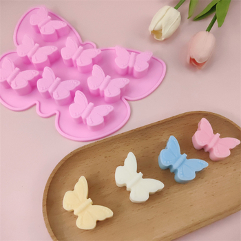 Set de 8 forme din silicon pentru prăjituri, în formă de fluture – pentru ciocolată și mousse – DIY coacere