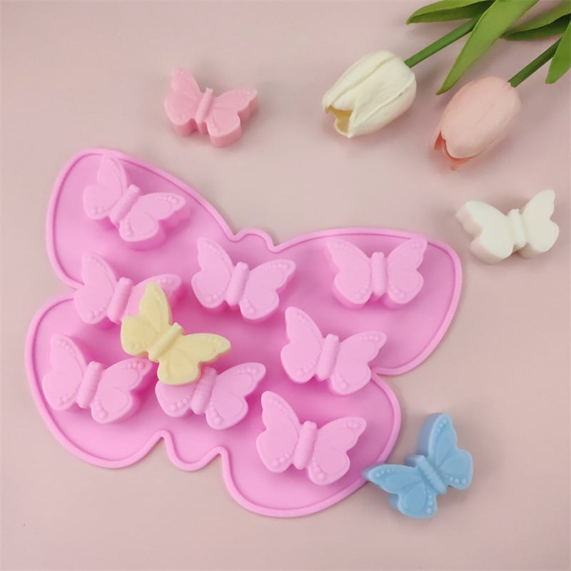 Set de 8 forme din silicon pentru prăjituri, în formă de fluture – pentru ciocolată și mousse – DIY coacere