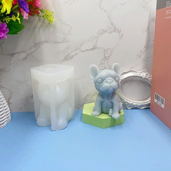 Formă de silicon 3D pentru lumânări DIY aromaterapie, în formă de bulldog, decor din rășină