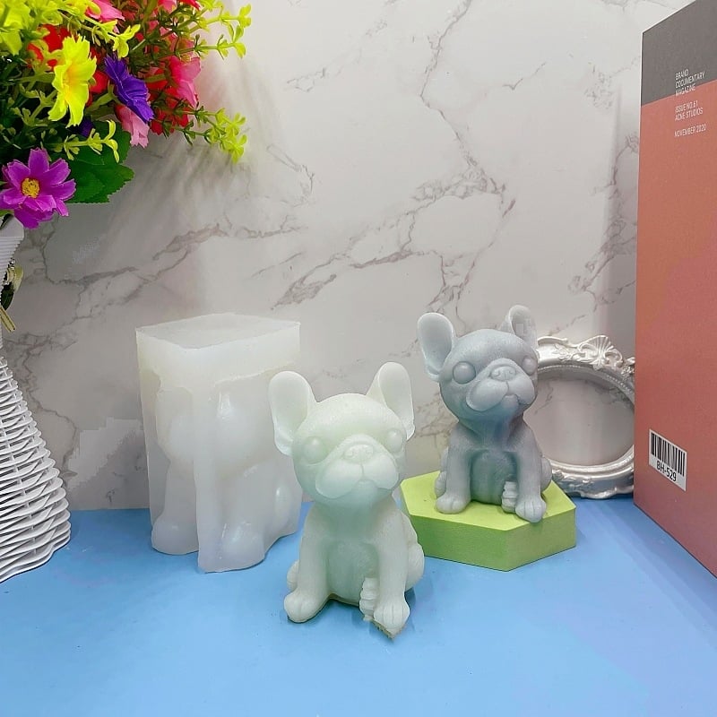 Formă de silicon 3D pentru lumânări DIY aromaterapie, în formă de bulldog, decor din rășină
