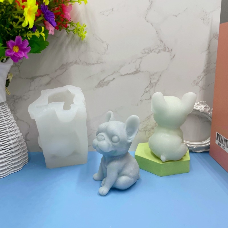 Formă de silicon 3D pentru lumânări DIY aromaterapie, în formă de bulldog, decor din rășină