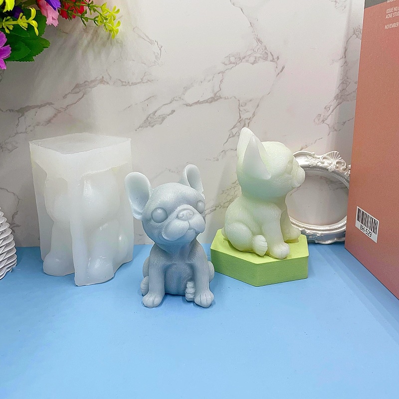 Formă de silicon 3D pentru lumânări DIY aromaterapie, în formă de bulldog, decor din rășină