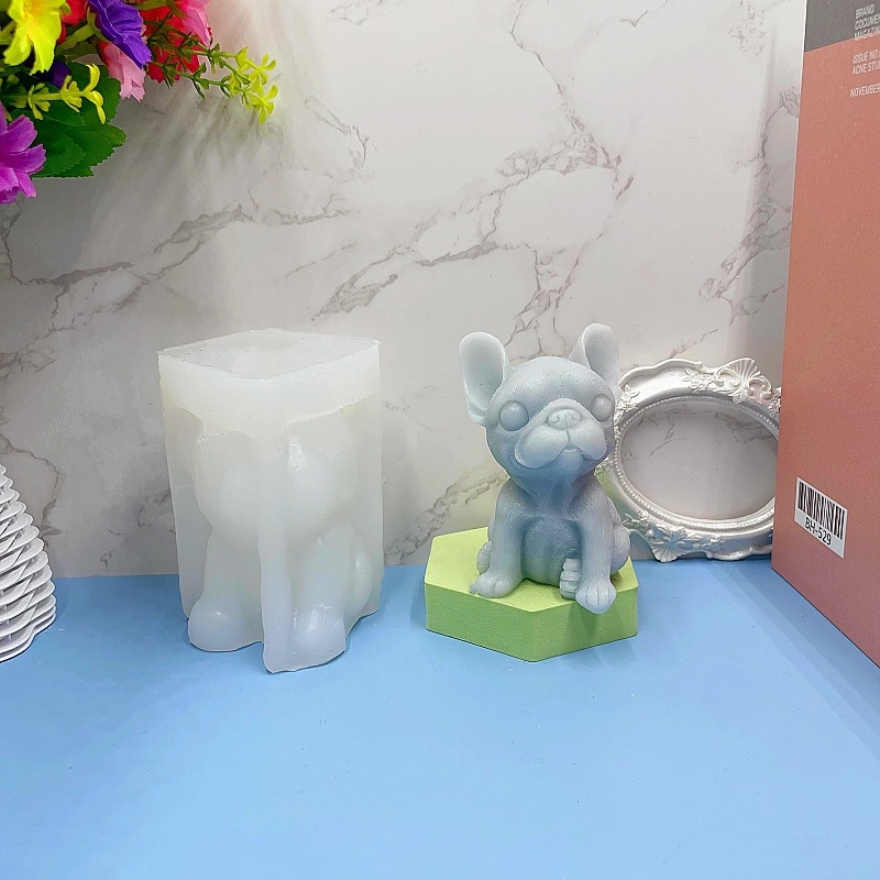 Formă de silicon 3D pentru lumânări DIY aromaterapie, în formă de bulldog, decor din rășină