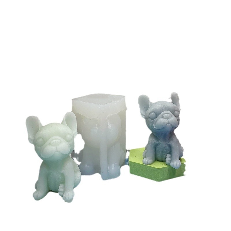Formă de silicon 3D pentru lumânări DIY aromaterapie, în formă de bulldog, decor din rășină