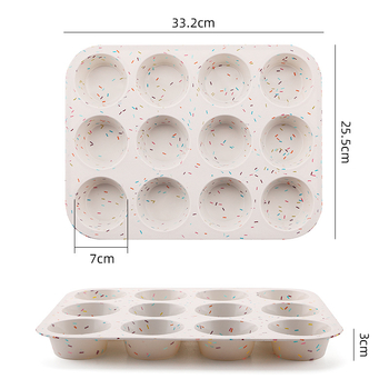 În stoc: Formă din silicon alimentar cu 12 cavități pentru brioșe și prăjituri, pentru coacere acasă