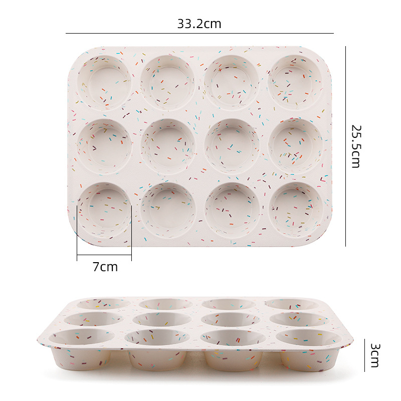 În stoc: Formă din silicon alimentar cu 12 cavități pentru brioșe și prăjituri, pentru coacere acasă