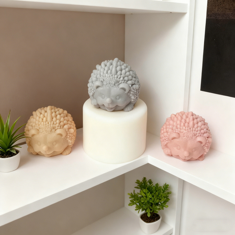 Formă din silicon 3D cu arici pentru lumânări, săpunuri, ipsos și rășină