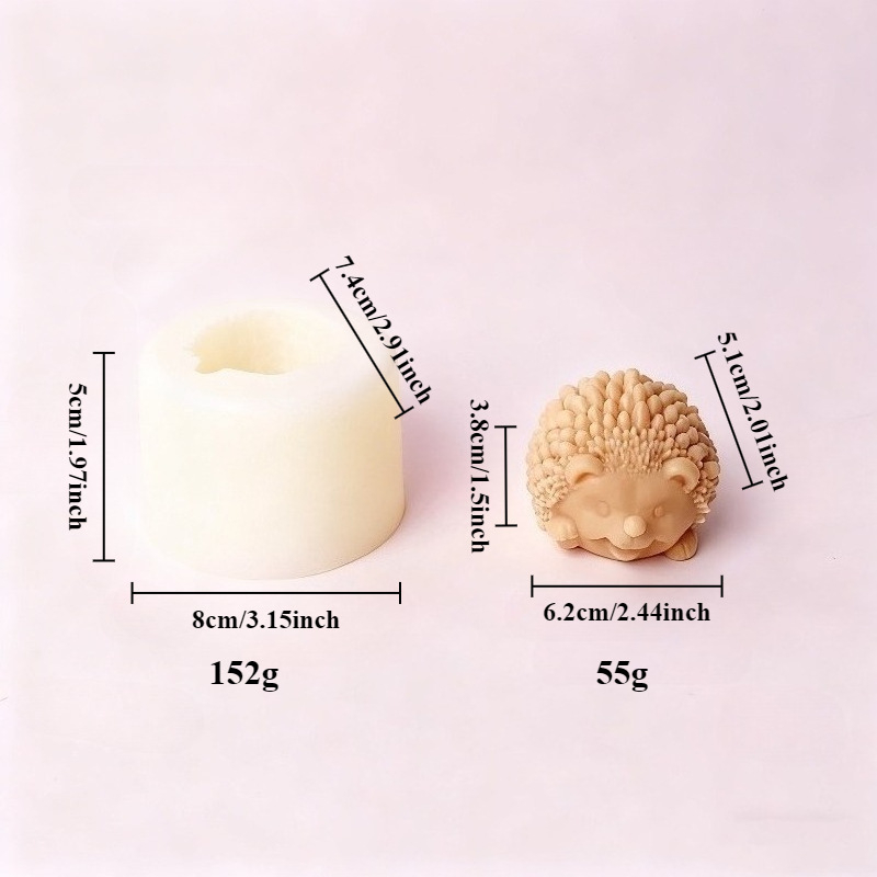 Formă din silicon 3D cu arici pentru lumânări, săpunuri, ipsos și rășină