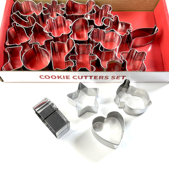 Set 22 de forme pentru biscuiți de Crăciun, forme mini pentru fursecuri și mini prăjituri, forme pentru fulgi de zăpadă și omuleț de turtă dulce