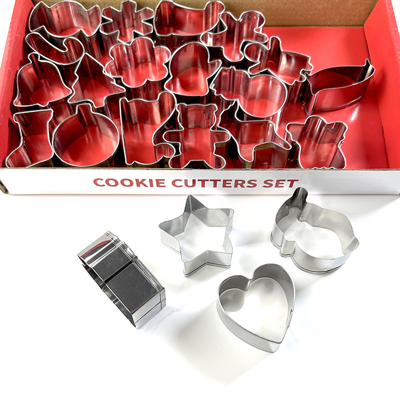 Set 22 de forme pentru biscuiți de Crăciun, forme mini pentru fursecuri și mini prăjituri, forme pentru fulgi de zăpadă și omuleț de turtă dulce