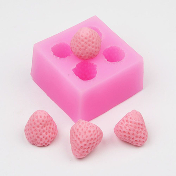 Formă 3D din silicon în formă de căpșună pentru lumânări parfumate și produse de patiserie