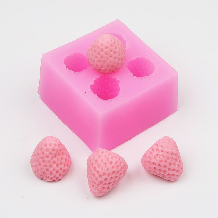 Formă 3D din silicon în formă de căpșună pentru lumânări parfumate și produse de patiserie