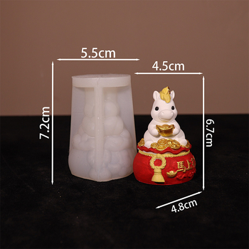 Anul 2026 al Calului – mascot norocos de avere, ornament din ipsos pentru aromaterapie, matriță 3D din silicon, roșu pentru cofetărie