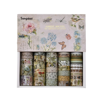 Set Washi cu folie aurie și autocolante pe hârtie pentru decor DIY și jurnal