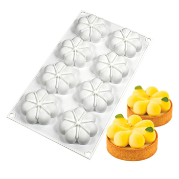 Formă din silicon pentru mousse cu 8 petale, formă de tort din silicon pentru ciocolată DIY