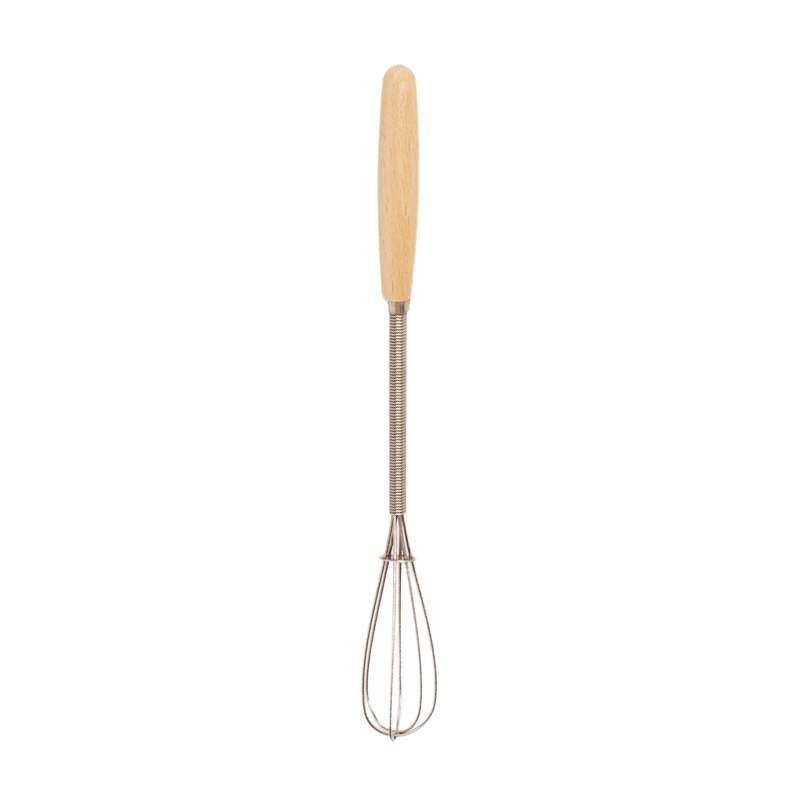 Bețișor de ouă manual cu mâner din lemn, mini mixer, oțel inox, utilizare casnică, stil japonez