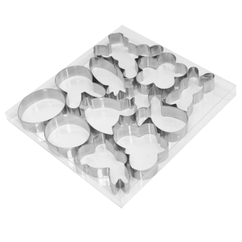 În stoc, forme de biscuiți din oțel inoxidabil, set de 11 piese cu design iepuraș pentru cofetărie casnică