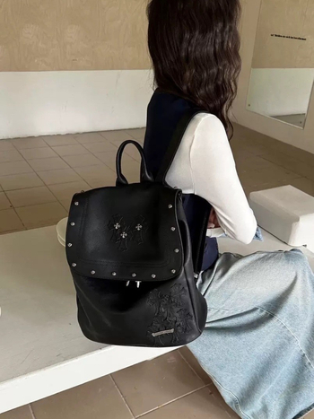 Ruksak od mekane PU kože s nitima, retro motiv sablje, velik kapacitet, unisex