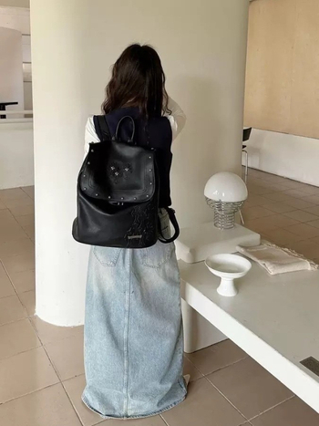 Ruksak od mekane PU kože s nitima, retro motiv sablje, velik kapacitet, unisex