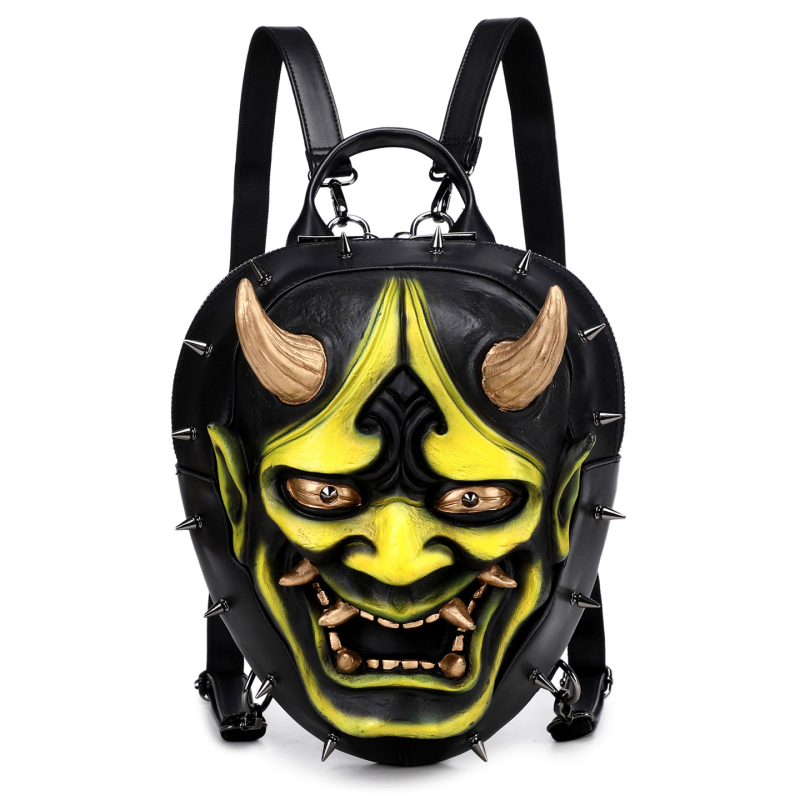 Unisex ruksak s trodimenzionalnim dizajnom u punk stilu, ukrašen nitima, motiv Prajna maske