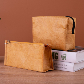 Penar pentru creioane din Tyvek, stil retro, ecologic, rezistent la rupere și lavabil, neimprimat, cu opțiunea imprimării logo-ului, premium, cu fermoar, cadou