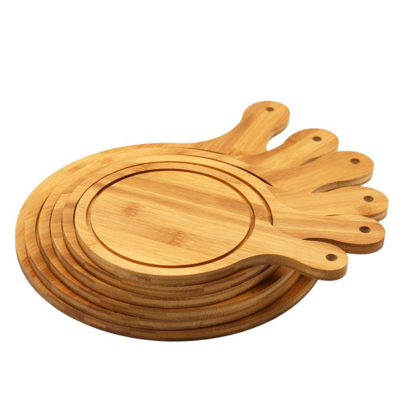 Tava de servire din bambus - placă pentru pizza, rotundă sau pătrată, diametrul 20 cm