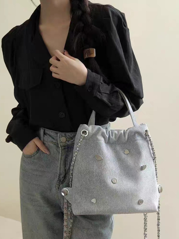 Denim ruksak velikog kapaciteta s lancem, korejskog stila, višefunkcionalni svakodnevni ruksak