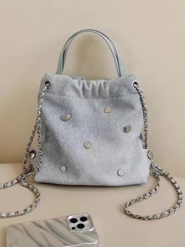 Denim ruksak velikog kapaciteta s lancem, korejskog stila, višefunkcionalni svakodnevni ruksak