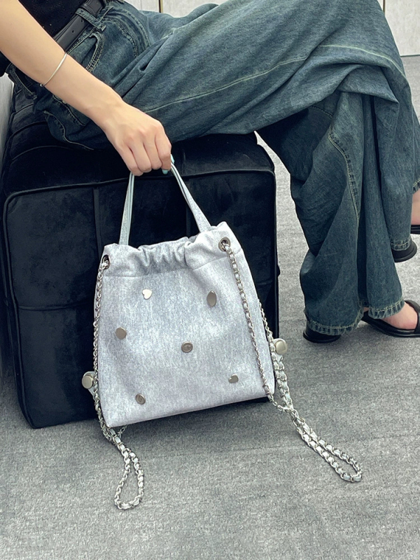 Denim ruksak velikog kapaciteta s lancem, korejskog stila, višefunkcionalni svakodnevni ruksak