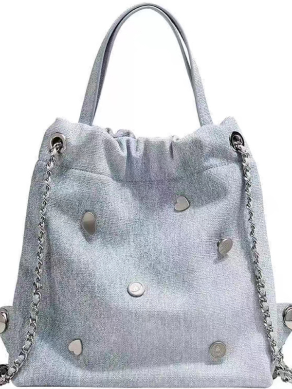 Denim ruksak velikog kapaciteta s lancem, korejskog stila, višefunkcionalni svakodnevni ruksak