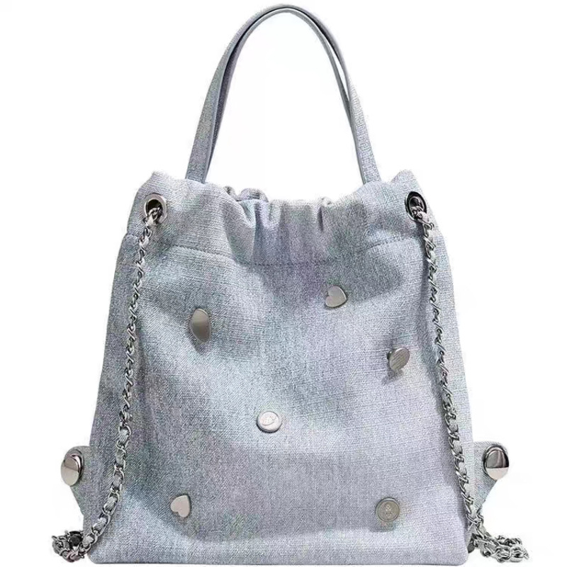 Denim ruksak velikog kapaciteta s lancem, korejskog stila, višefunkcionalni svakodnevni ruksak