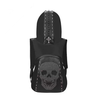 Heron 2026 PU ruksak s lubanjom i metalnim zakovicama, gradski punk stil, 20-35 L, prostor za 9-inčni prijenosnik