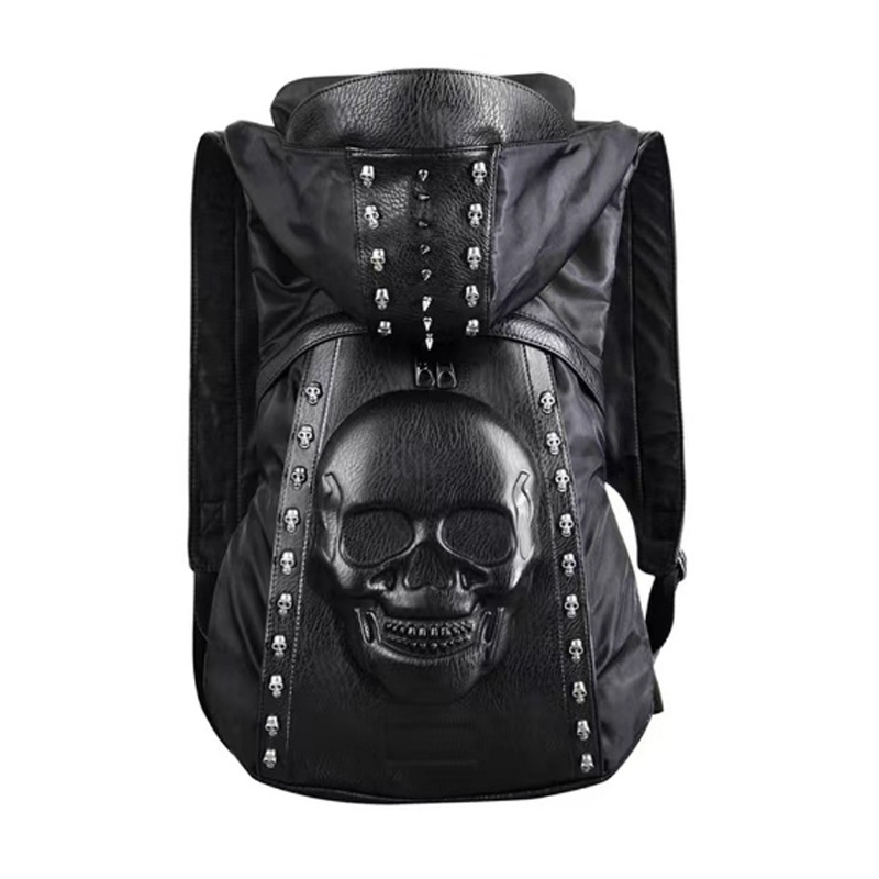 Heron 2026 PU ruksak s lubanjom i metalnim zakovicama, gradski punk stil, 20-35 L, prostor za 9-inčni prijenosnik