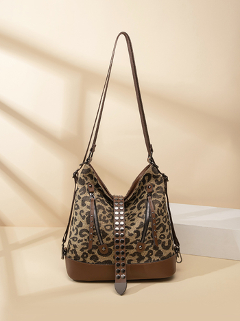 Ženska torbica s leopardim uzorkom, pretvorljiva u crossbody ili torbu s dvije naramenice, velika kapaciteta za putovanja