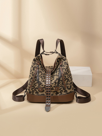 Ženska torbica s leopardim uzorkom, pretvorljiva u crossbody ili torbu s dvije naramenice, velika kapaciteta za putovanja
