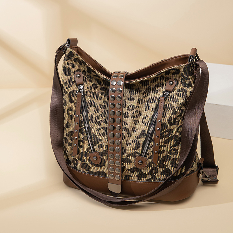 Ženska torbica s leopardim uzorkom, pretvorljiva u crossbody ili torbu s dvije naramenice, velika kapaciteta za putovanja