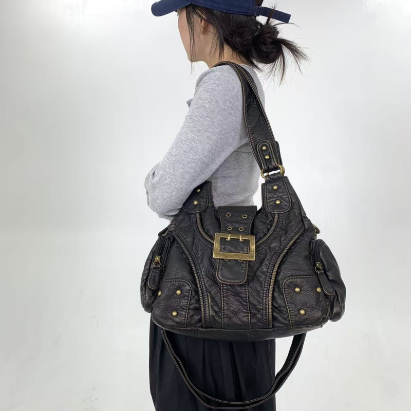 Y2K retro tote torba s nitima, uličnog stila – preko ramena ili kao crossbody
